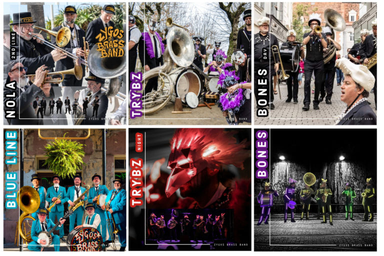Les différents formats du ZYGOS Brass Band : NOLA 2nd Line, TRYBZ, BONES, BLUE LINE